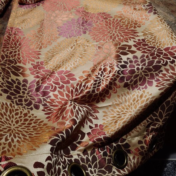 Pier 1 Imports Satinated Floral Shimmery Lined Curtain Set 50x84" (2) - Picture 3 of 9